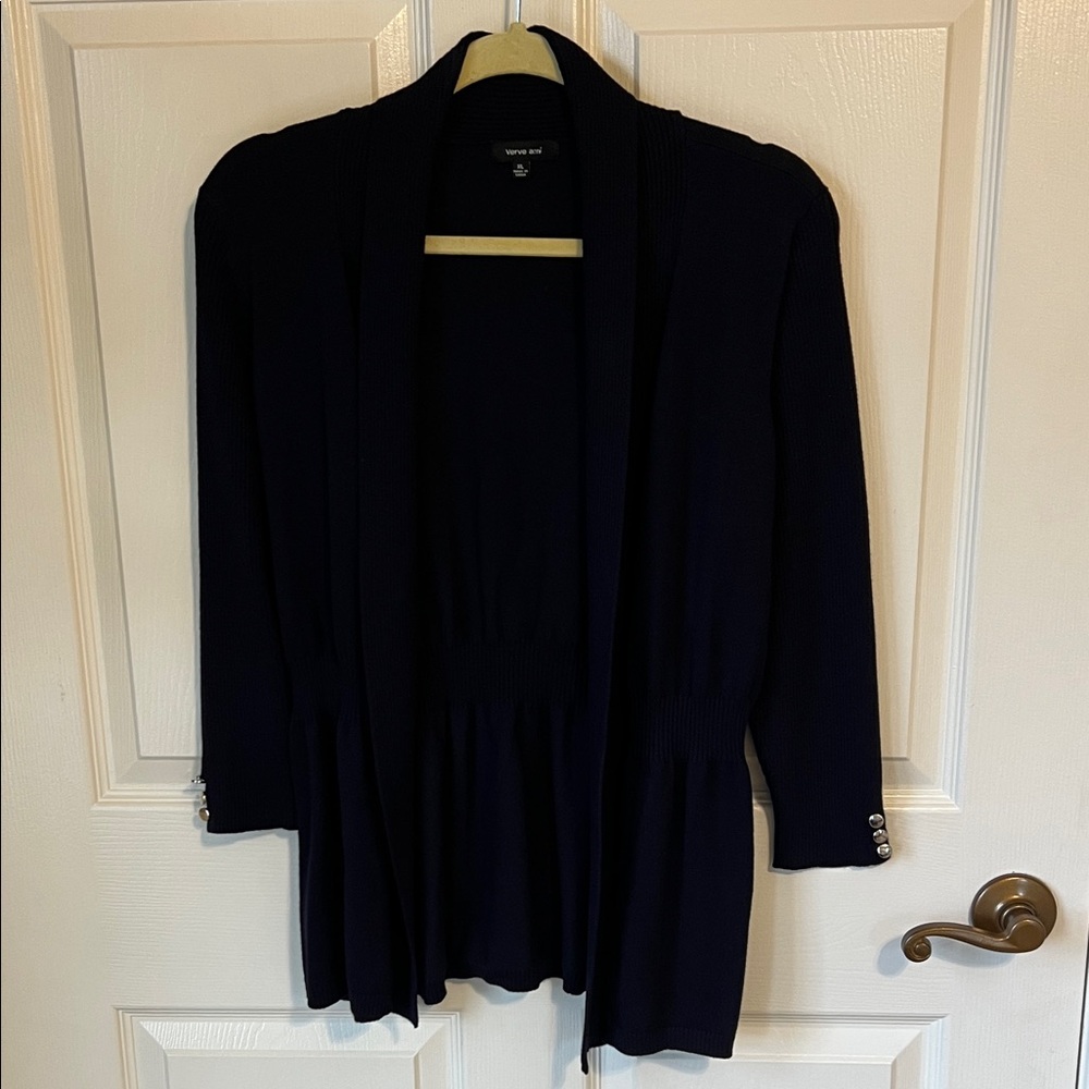Verve Ami Navy Blue Open-Front Cardigan